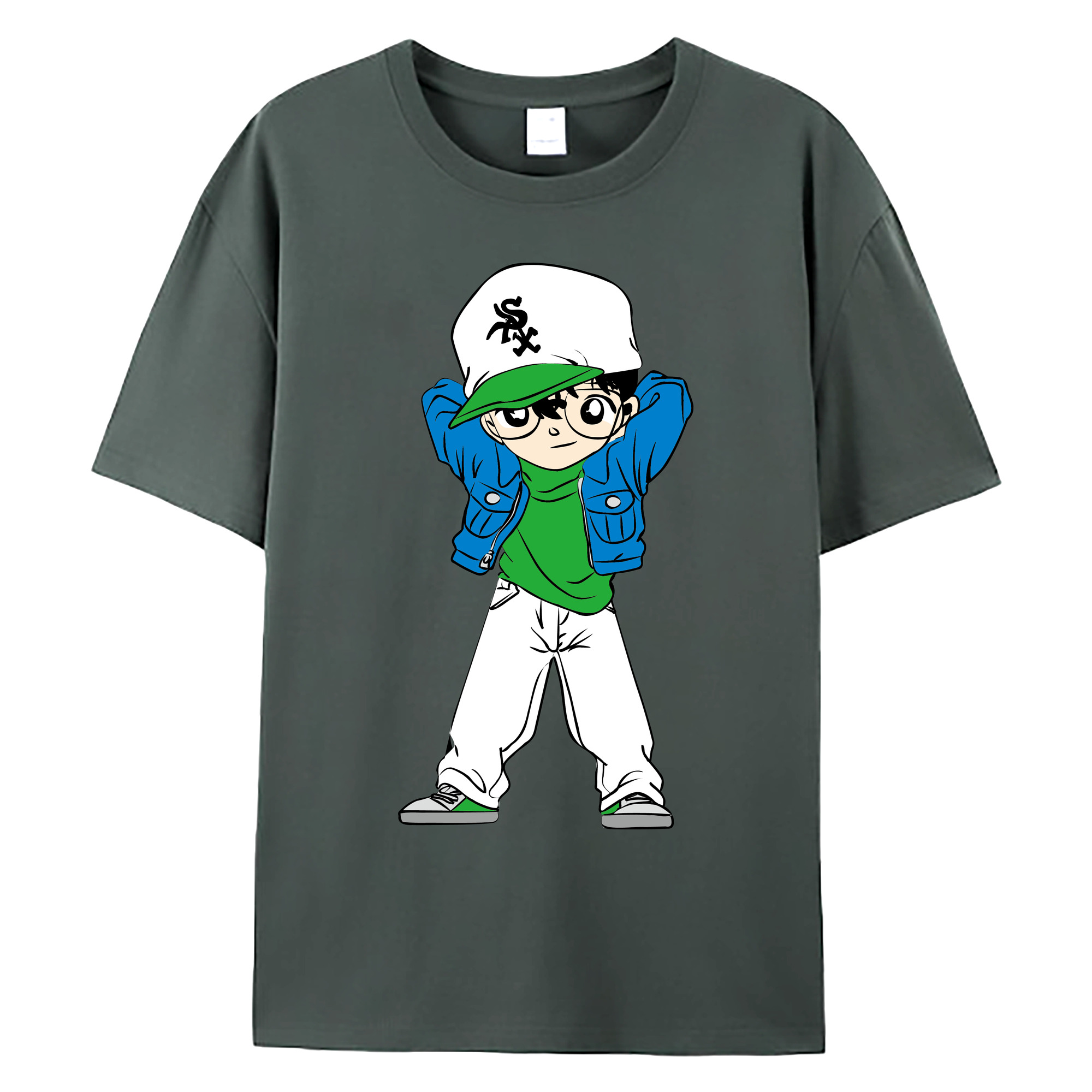 （画像用） 名探偵コナン 江戸川 コナン Detective Conan Conan Edogawa 綿100％ メンズ半袖Tシャツ｜肌触りやわらか＆通気性
